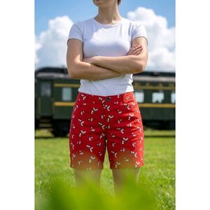 🔺️Christopher & Banks Red w/White Cherry Print Shorts Size 14